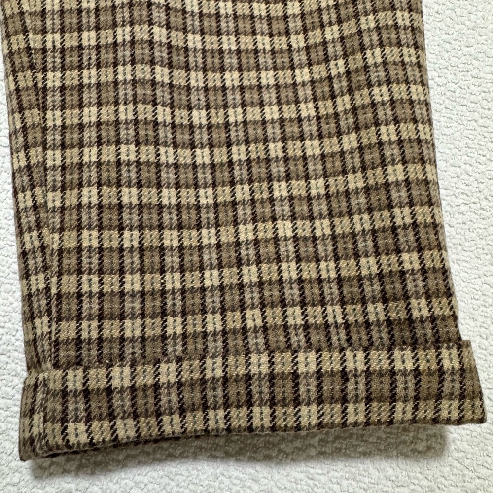 Woolrich Women 14 Brown Wool Blend Plaid Tapered High Rise Lined Pockets Pants - Picture 11 of 13